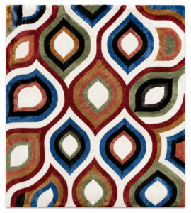 Nova Hand Tufted Wool Rug with modern geometric abstract multicolor pattern.