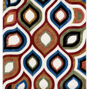 Nova Hand Tufted Wool Rug with modern geometric abstract multicolor pattern.