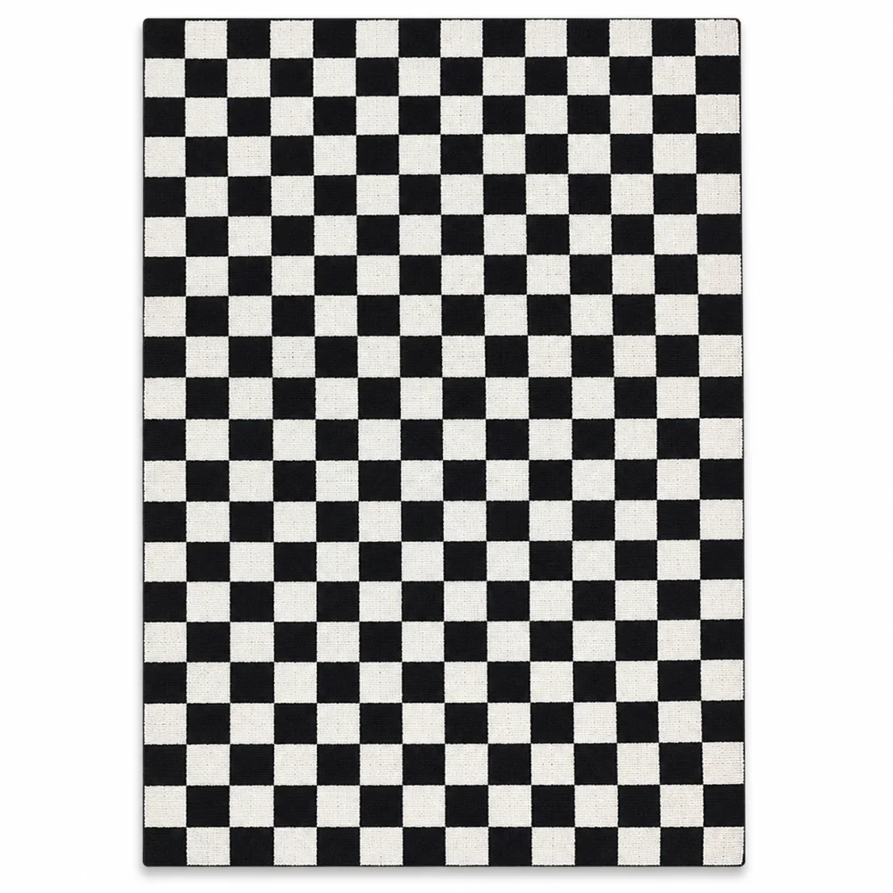Echo Hand Knotted Wool Rug in black and white