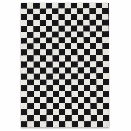 Echo Hand Knotted Wool Rug in black and white