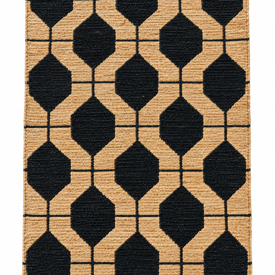 Lattice handwoven beige and black jute rug