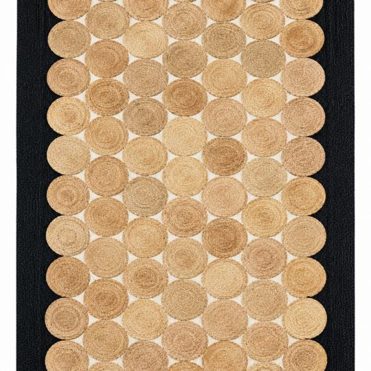 Meadow handwoven navy blue and gold jute rug