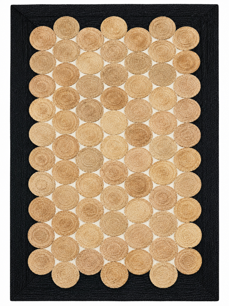Meadow handwoven navy blue and gold jute rug
