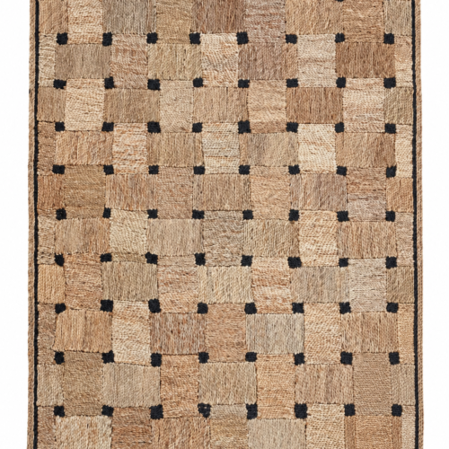 Mosaic handwoven beige and black jute rug