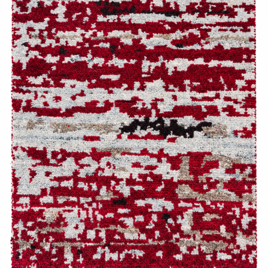 Patina hand knotted maroon and white wool rug