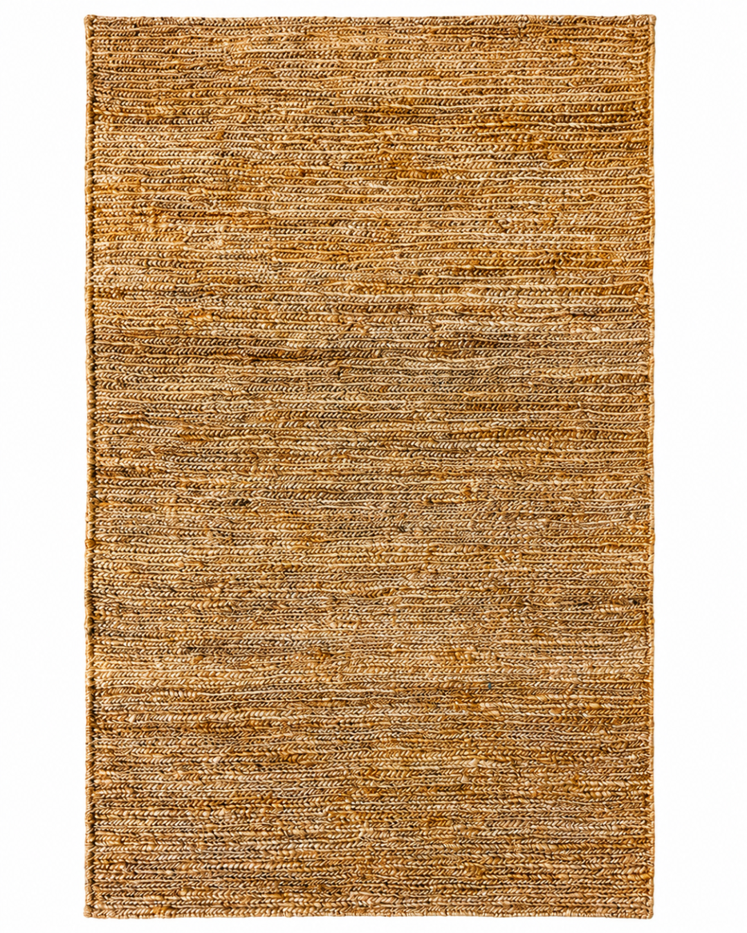 Sahara caramel brown handwoven jute rug on white background