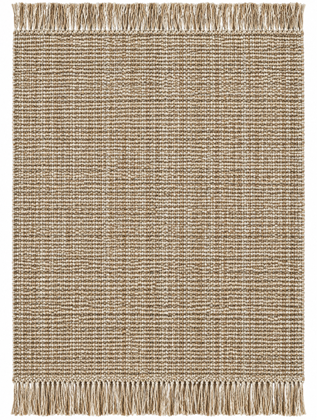 Whisper handwoven natural beige jute rug with fringe