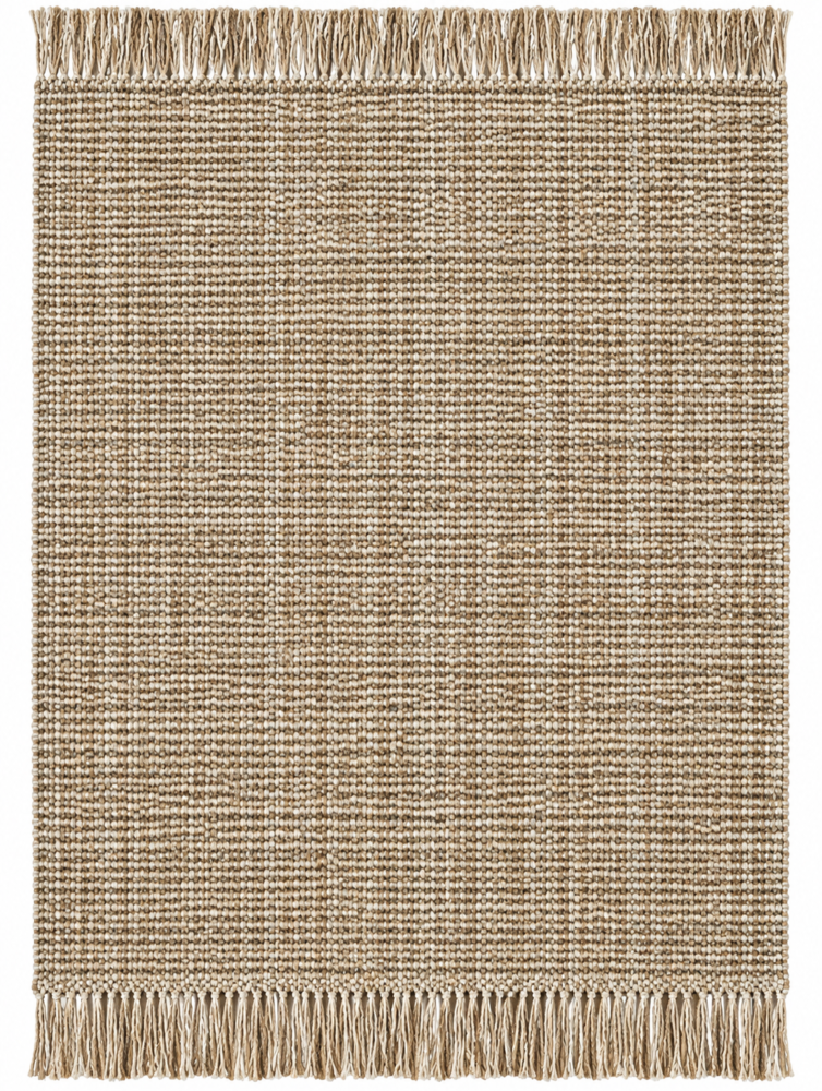 Whisper handwoven natural beige jute rug with fringe
